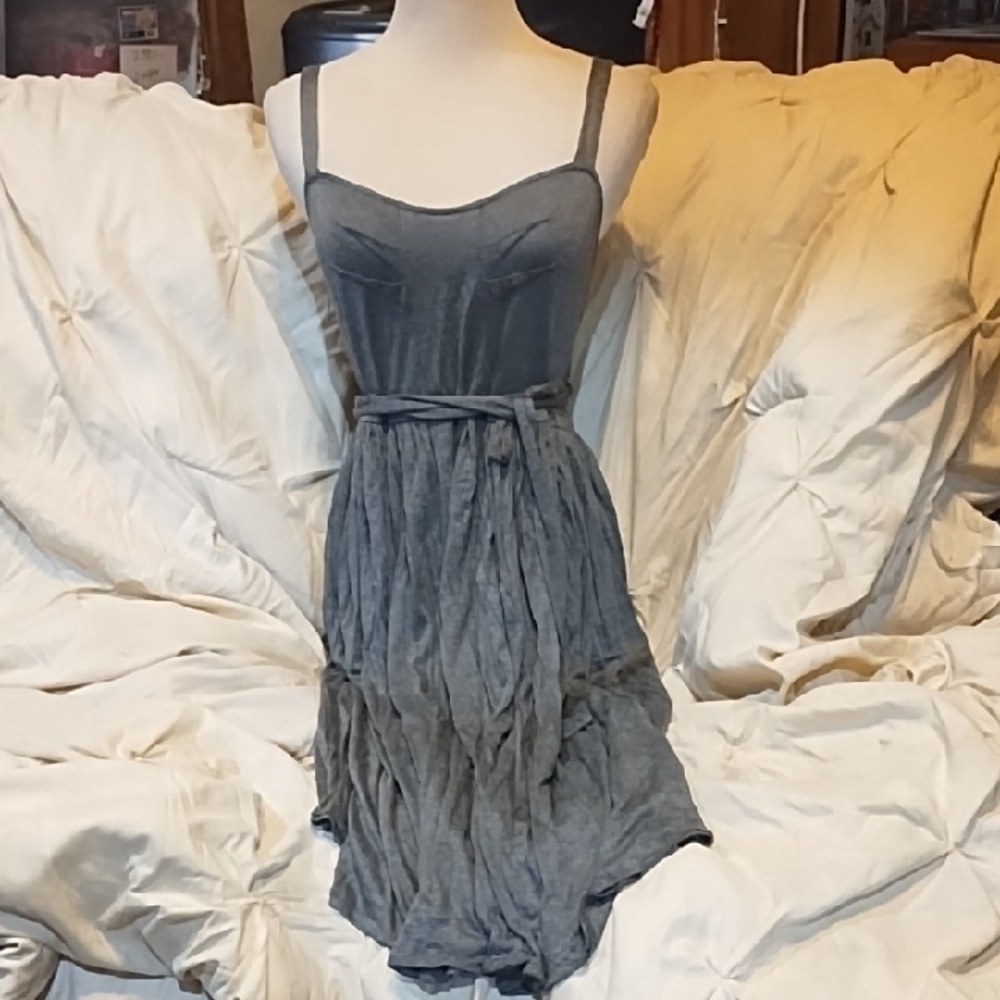 NOT 4 SALE. Mischen Sleeveless Charcoal Gray Sundress with Belt